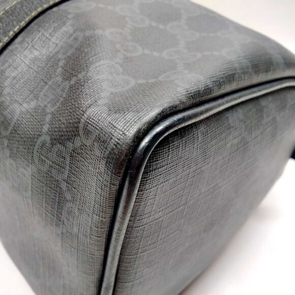 Auth Gucci Black Supreme Monogram PVC Sherry Line Web Doctor Boston Duffel Bag - Picture 6 of 9